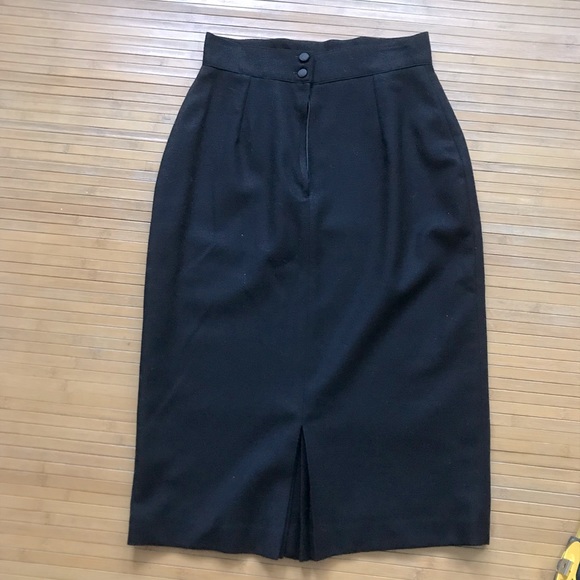 Black pencil wool skirt - Picture 1 of 7